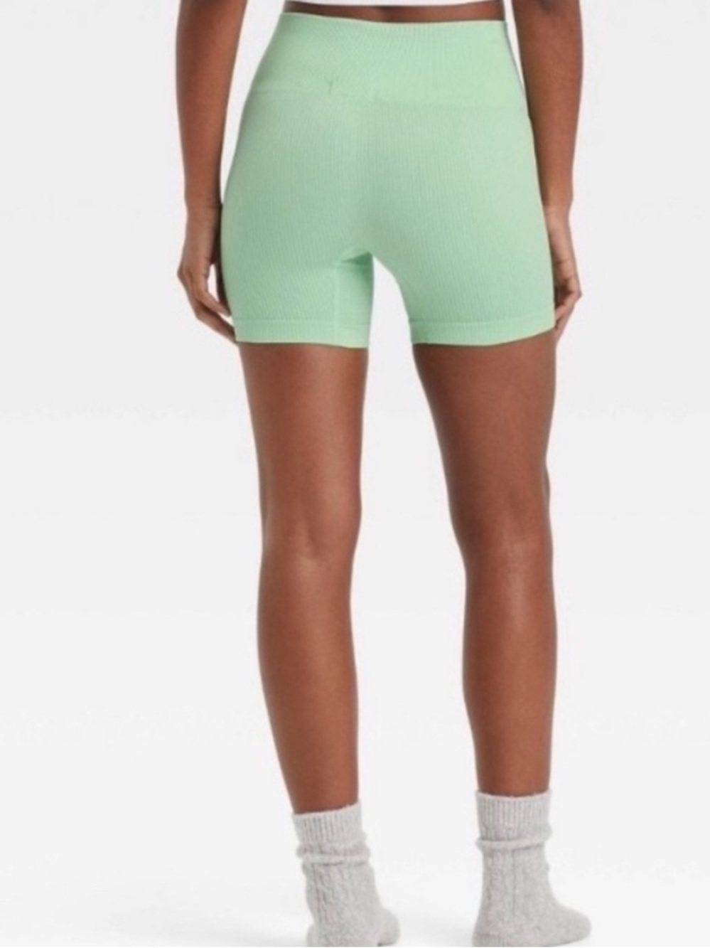 Colsie Mint Green Seamless High-Waist Ribbed Bike Shorts-Medium